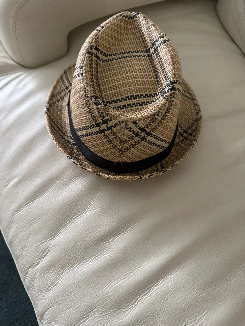 Women's Straw Fedora Hat with Black Band - Natural/Black